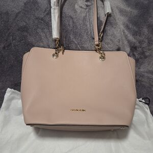 Calvin Klein Pink Shoulder Bag with Gold Accents